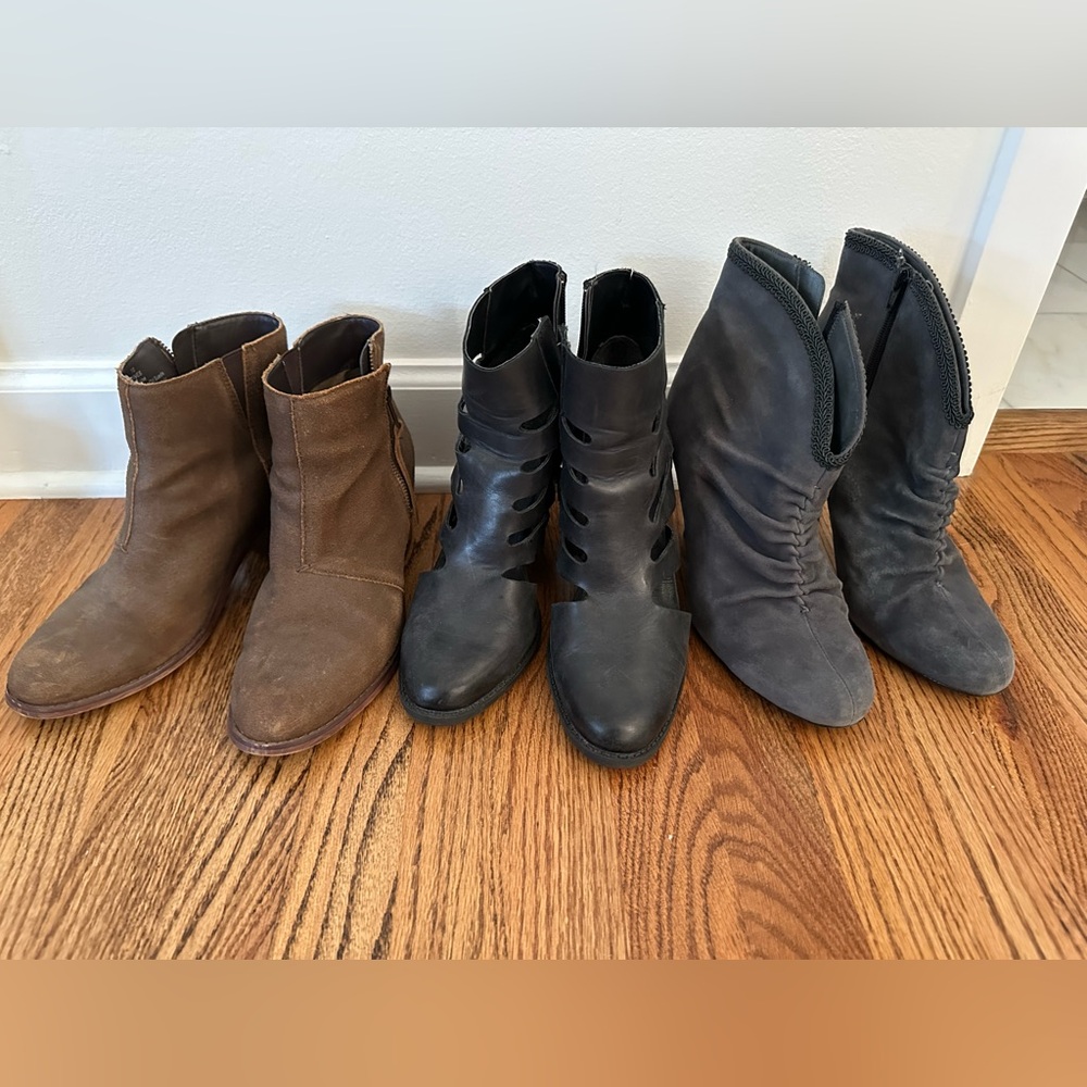 3 pair of Ankle Boots for Women- size 10